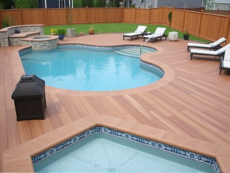 composite decking by pool