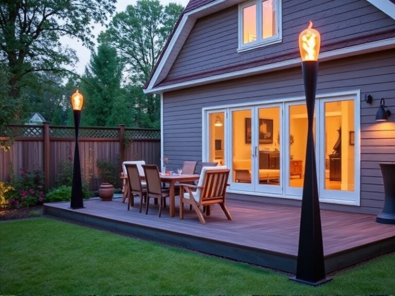 Elevate Your Outdoor Living Space with TREX WPC Terrassen Dielen and Tiki Torches